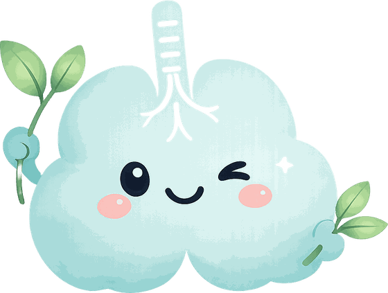 SafeInhale friendly cloud-lungs mascot